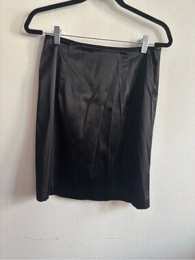 Jessica McClintock black satin mini skirt